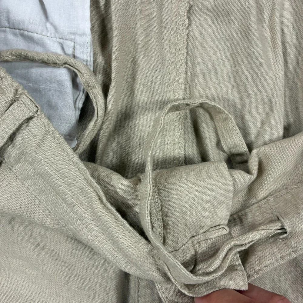 Tasso Elba Island Mens Pants Size 2XL Beige Linen Blend Straight Leg High Rise